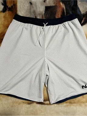 Vintage Baggy Nike Shorts Basketball Silky White/ Navy Blue Reversible Y2K